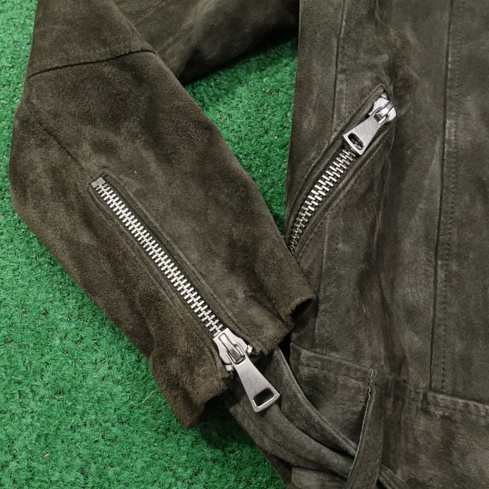 H&M SUEDE LEATHER BIKER STYLE HEAVY METAL JACKET WOMENS‎ SIZE 8 - Picture 5 of 10